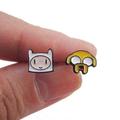 Small Adventure Time Finn and Jake The Dog Face Shaped Stud Earrings Adventure Time Finn And Jake, Jake The Dog, Finn And Jake, Animal Hugs, Band Patches, Adventure Time Finn, Finn The Human, Jake The Dogs, Dog Earrings