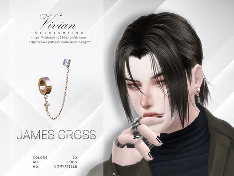 The Sims Resource - JamesCross - Earing Earrings Sims 4 Cc Male, Sims 4 Cc Earrings Male, Sims 4 Male Earrings, The Sims 4 Cc Male Accessories, Sims 4 Male Accessories, Sims 4 Cc Male Accessories, Bts Earrings, Lace Stockings, Sims 4 Cc Makeup