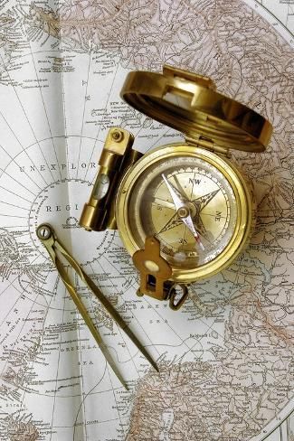 size: 18x12in Photographic Print: Compass And Dividers on a Map by Tony Craddock : Artists Hufflepuff Girl, Celtic Magic, Inktober 2023, Titanic Ship, Vintage Compass, Ancient Mariner, Treasure Planet, Iphone Aesthetic, Compass Rose