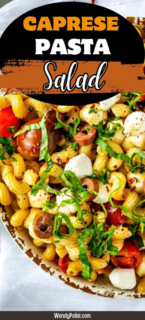 When you are looking to enjoy the season's best flavors, it doesn’t get any better than this Caprese Pasta Salad.  It is light and refreshing but oh so satisfying. The acidity of the vinegar helps to bring out the sweetness of the tomatoes, while the creaminess of the cheese provides a delicious contrast. Finish it off with fresh basil, and be prepared for a party in your mouth. Tomato Basil Pasta Salad, Caprese Pasta Recipe, Caprese Pasta Salad Recipes, Basil Pasta Salad, Tomato Mozzarella Basil, Summer Pasta Salad Recipes, Tomato Pasta Salad, Tomato Caprese, Homemade Balsamic Vinaigrette