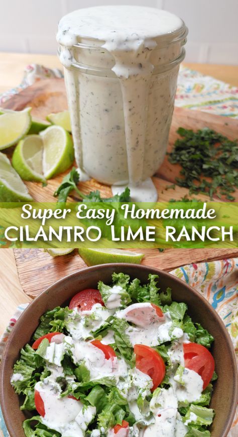 Cilantro Ranch Dressing Recipe, Mexican Salad Dressings, Cilantro Lime Ranch, Cilantro Lime Ranch Dressing, Cilantro Dressing Recipe, Salsa Ranch Dressing, Cilantro Recipes, Skillet Dinner Recipes, Cilantro Dressing