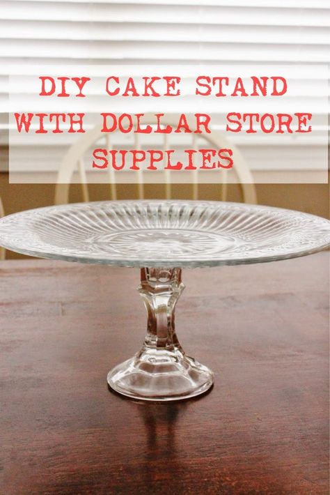 The Happy Flammily: DIY Cake Stand Diy Sheet Cake, Diy Cake Stand Dollar Store, Sheet Cake Stand, Cheap Cake Stands, Cake Plates Diy, Half Sheet Cake, Diy Cake Stand, Glass Cake, Wedding Cake Stands