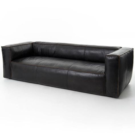 Shop and Buy Sofas & Couches Stanley Sofa, Unique Sofa, Modern Leather Sofa, Black Leather Sofas, Leather Couch, Black Sofa, Convertible Sofa, Four Hands, Stitching Leather