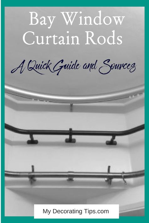 A Tale of a Bay Window Curtain Rod - My Decorating Tips Bay Window Curtain Rod Ideas, Bay Window Seat Curtains, Curtains In Bay Window Ideas, Curtains For Bay Window Kitchen, Curved Window Curtains, Curved Curtain Rods Window, Bay Window Treatments Bedroom, Curtains For Bay Window In Living Room, Curved Window Treatments