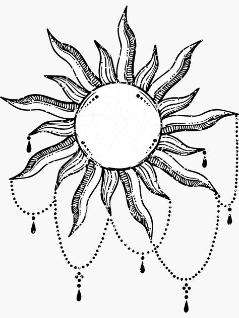 "Tattoo Sun" Sticker by Jill-Zone | Redbubble Sun Tattoo Symbolism, Sun Tattoo On Knee Cap, Sun Shoulder Cap Tattoo, Sun Related Tattoos, Sun Tattoo On Elbow, Sun Tattoo Large, Unique Sun Tattoos For Women, Sun Thigh Tattoos Women, Large Sun Tattoo