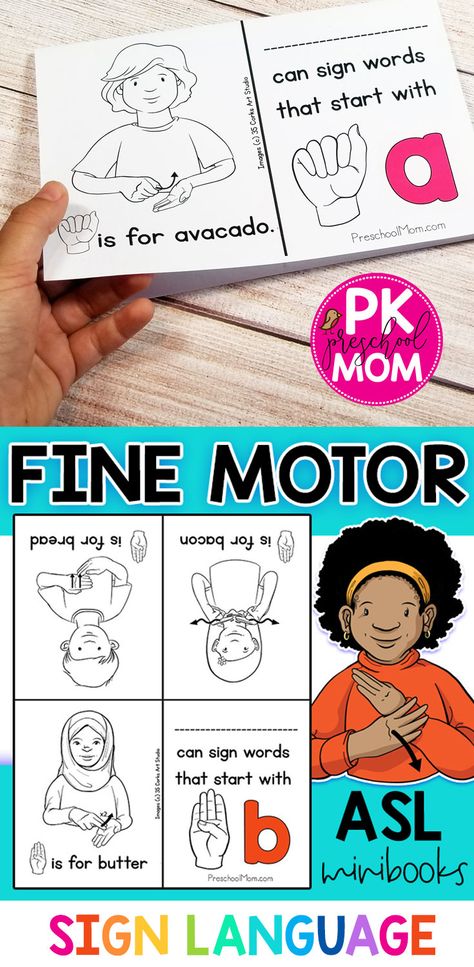 Sign Language Letters, Alphabet Mini Book, Learning Asl, Asl Alphabet, Diy Busy Books, Sign Language For Kids, Sign Language Phrases, Preschool Mom, Alphabet Signs