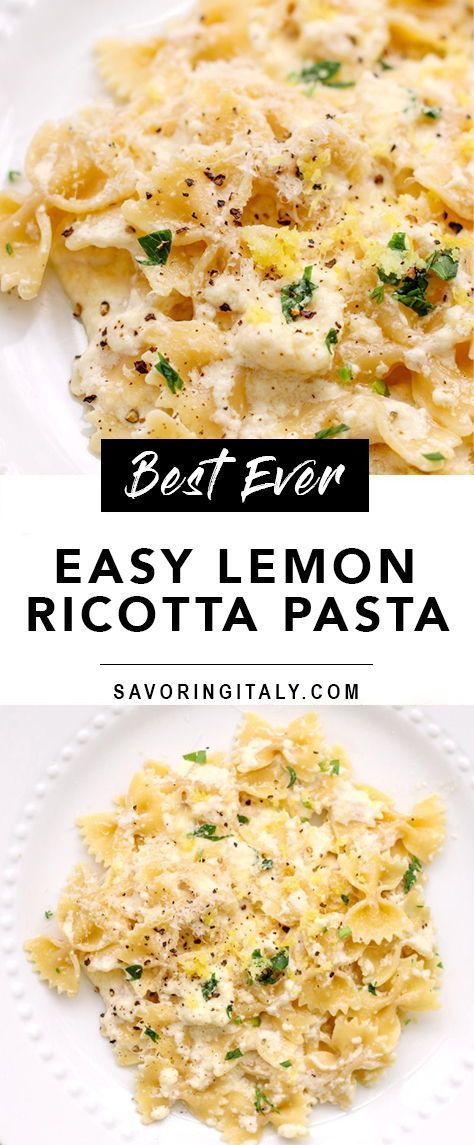 This delicious Lemon Ricotta Pasta is the perfect way to bring a burst of flavor to any dinner. With a creamy ricotta sauce and a zesty lemon flavor, this dish is sure to become a favorite in your home. Serve with light side dishes for an easy weeknight meal that's bursting with flavor! Pasta Lemon, Lemon Ricotta Pasta, Lemon Pasta Recipes, Light Pasta, Spring Pasta, Make Pasta, Pasta Side Dishes, Ricotta Recipes, Pasta Sides