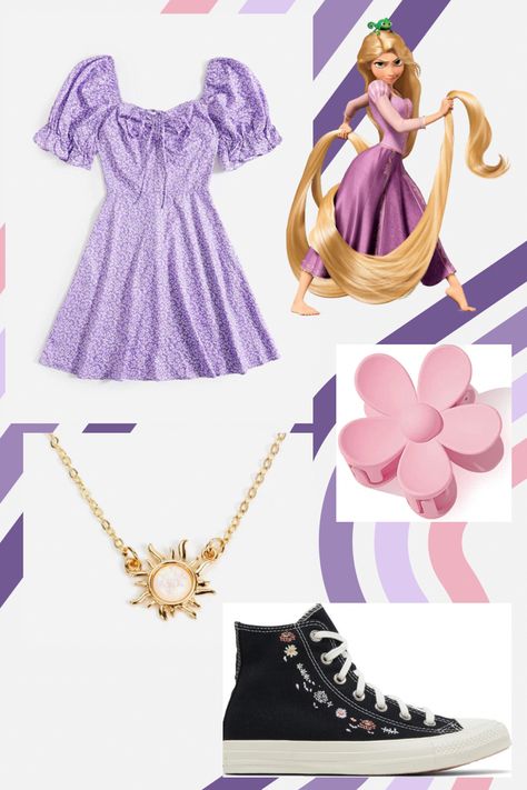 Disney Bounding Tangled, Repunzal Tangled Inspired Outfit, Disney Outfits Rapunzel, Rapunzel Inspired Outfit Casual, Rapunzel Bounding, Disney Themed Outfits For Women, Tangled Inspired Outfits, Disney Character Outfits Women, Disney Bound Rapunzel