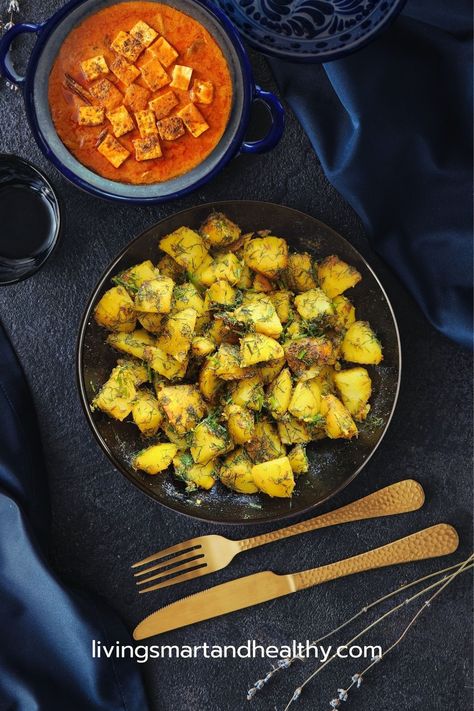 Aloo Suva [Indian Fried Dill Potatoes] - Living Smart And Healthy Dill Potatoes, Dill Recipes, Fresh Dill, Cooking Together, Healthy Lunch, 30 Minutes, Potato, Ethnic Recipes