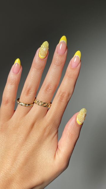 Fruit Nails, Lemon Nails, I Messed Up, Lemon Wedge, Round Nails, Yellow Nails, Orange Nails, 3d Nail Art, Nail Art Tutorial