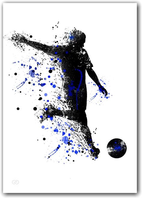 Green Graphics Footballer Customizable Personalized Print Poster Custom Name Watercolour Football Splatter Style Wall Art Home Decor Gift Idea Kids Bedroom Boys Sports (A3 Print Only) : Amazon.co.uk: Home & Kitchen Sports Decoration Ideas, Watercolour Football, Kanvas Art, Boys Bedroom Posters, Football Painting, Boy Room Poster, Football Paintings, Soccer Drawing, Football Canvas