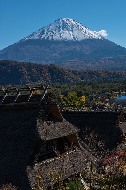 Japan is a mystery to me. They say the   people are closed to outsiders. But these very people have created some real   crazy stuff. Check out their fashion for instance. I'd love to explore their   people. Monte Fuji, Mont Fuji, Casa Batlló, Go To Japan, Crazy Stuff, Japan Culture, Thatched Roof, Mt Fuji, Manama