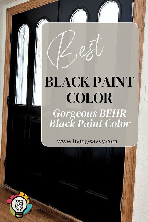 I found the BEST Black Paint color! If you are searching for the perfect black paint color, you have to check out BEHR Limousine Leather. Best Black Front Door Paint, Behr Black Paint Colors Exterior, Black Trim Wall Color, Behr Black Paint For Interior Doors, Black Paint Colors Behr, Behr Limousine Leather Paint, Behr Paint Black, Limousine Leather Behr, Black Behr Paint