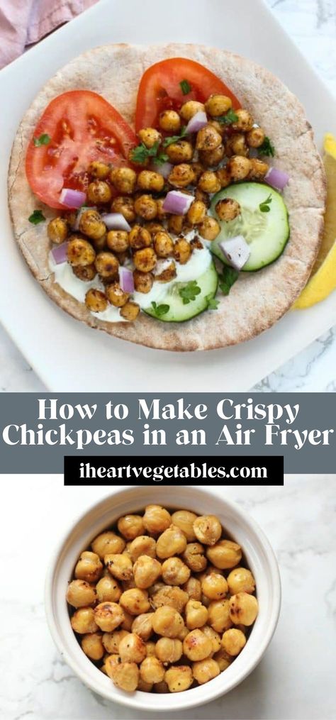 I love to make chickpeas in my air fryer because they’re crispy and delicious with minimal oil! If you’ve been wondering how to make perfect chickpeas in the air fryer, I’ll show you the process step by step! Crispy Air Fryer Chickpeas, Healthy Crunchy Snacks, Air Fryer Chickpeas, Crunchy Chickpeas, Crispy Chickpeas, Crunchy Snack, Chickpea Recipes, Roasted Chickpeas, Vegetarian Meals