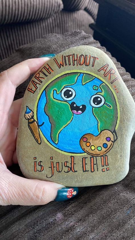 Rock Diy, Stones Art, Rock Ideas, Rock Painting Art, Painted Rock, Art Therapy, Stone Art, Earth Day, Rock Painting