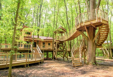 Travel News - common treehouse Metroparks Toledo Treehouse Village, Loft Exterior, Treehouse Masters, Treehouse Cabins, Tree Fort, Tree House Diy, Europe On A Budget, Cool Tree Houses, Tree House Designs