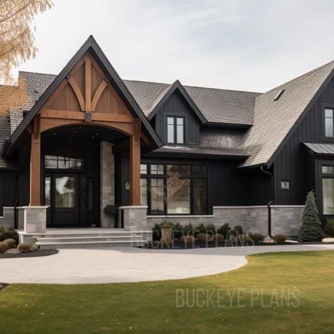 Exterior House Options, Mountain Home Exterior, Ranch House Exterior, Moore House, Cabin Exterior, Lake House Plans, Casa Exterior, Modern Farmhouse Exterior, Exterior Remodel