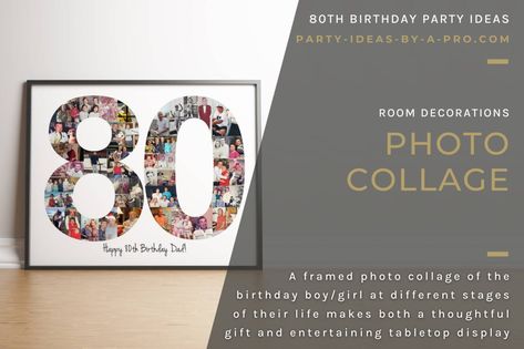 By a Pro: Special 80th Birthday Ideas by a Professional 80th Birthday Decorations, Birthday Room Decorations, 85th Birthday, Framed Photo Collage, 75th Birthday, 80th Birthday Gifts, 65th Birthday, 80th Birthday Party, Birthday Supplies