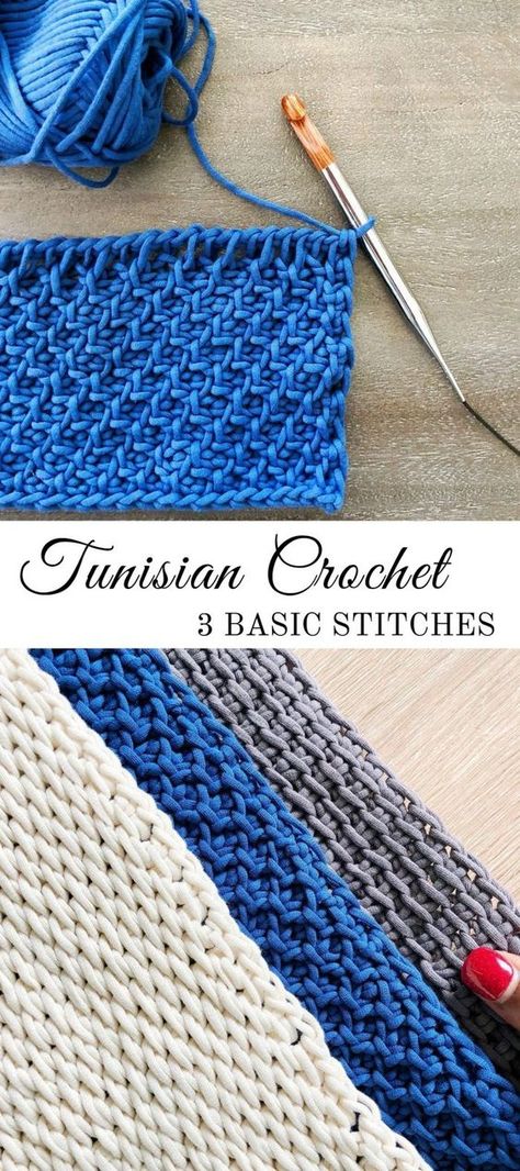 Tunisian Stitches, Maglia Fair Isle, Bracelet Crochet, Stitches Crochet, Tunisian Crochet Patterns, Tunisian Crochet Stitches, Basic Stitches, Crochet Stitches Tutorial, Crochet Instructions