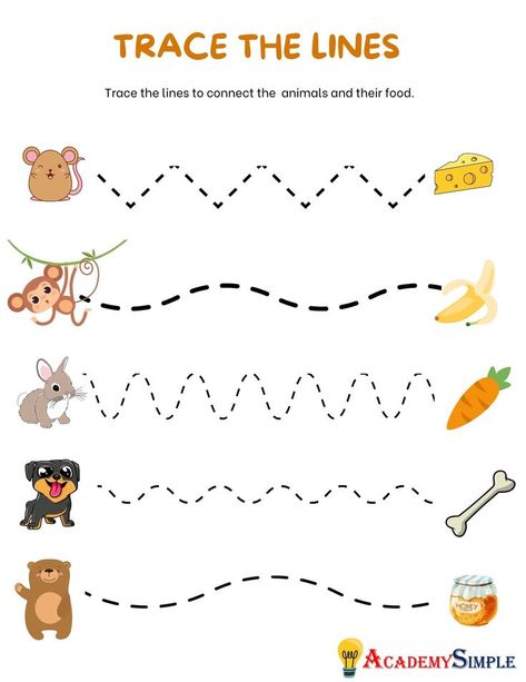 #academysimple, #worksheets, #printable, #primaryschool, #elementaryschool, #kidsactivities, #activitiesforkids, #homeschooling, #educationalresources, #download, #pdf, #practice, #learning, #tracetheline #tracingactivities #linetracing #kindergarten #preschool #skills Animal Line Up Activity, Zoo Animal Tracing, Tracing Standing Lines Worksheet, Trace The Lines Preschool Printables, Line Trace Worksheet, Drawing For Children, Process Drawing, Tracing Pictures, Preschool Activity Sheets