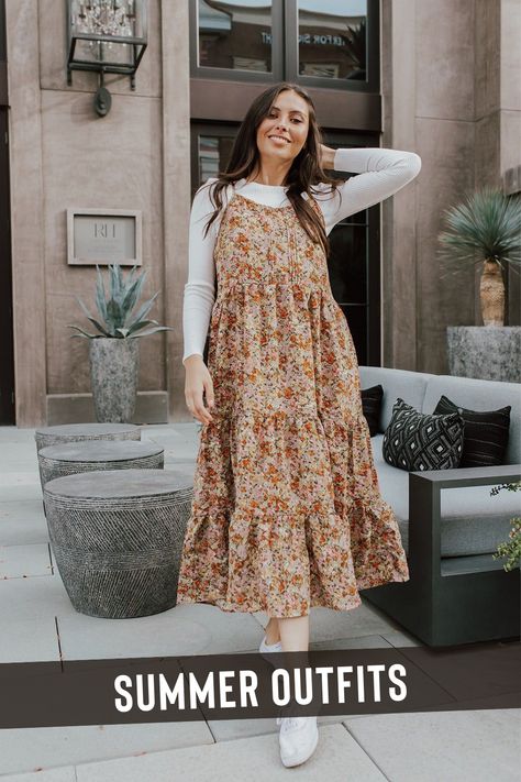 fashion summer outfits - summer outfits aesthetic - casual summer outfits - summer outfit ideas Dress Wishlist, Skirt Ideas, Pretty Floral Dress, Summer Outfits Aesthetic, Modest Outfit Ideas, Vestidos Retro, Mode Hippie, Modesty Outfits, Cute Modest Outfits