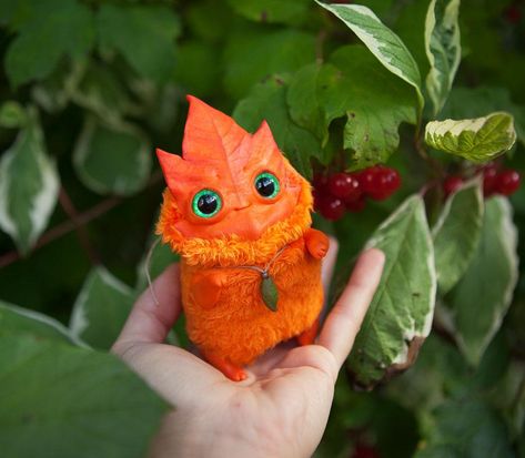 Magic Creatures, Fantasy Art Dolls, Cute Fantasy Creatures, Fantasy Doll, Forest Creatures, Cute Clay, Monster Party, Autumn Leaf, Cute Monsters