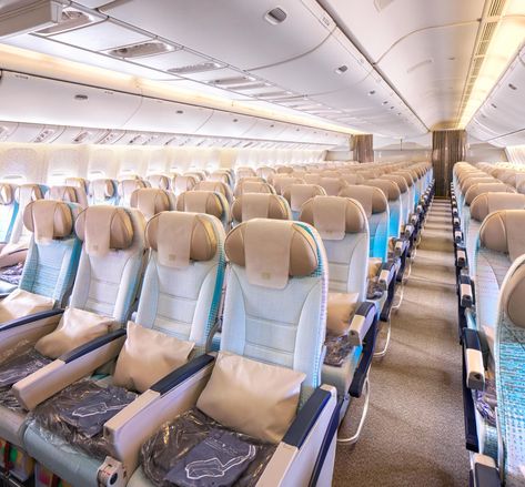 Economy class seats onboard the 777-200LR have also been refreshed to the latest colour palette of soft greys and blues. Qatar Airways Cabin Crew, Emirates Flights, Economy Seats, Business Class Seats, Family Vacation Planning, Airport Design, Aircraft Interiors, Best Airlines, Airbus A380