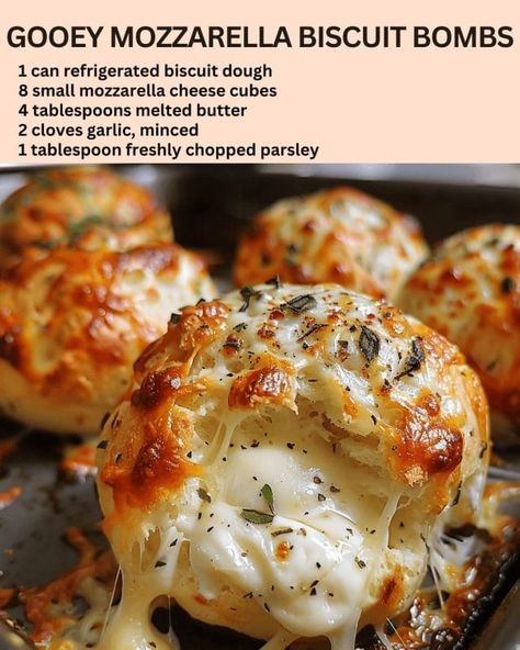 Gooey Mozzarella Biscuit Bombs Best Biscuit Recipe, Beach Recipes, Holden Beach, Biscuit Dough, Recipes Appetizers, Bread Recipes Homemade, Quick Snacks, Omelet, Biscuit Recipe