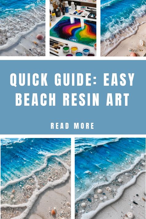 Guide for creating beach-themed resin art with vibrant colors. Epoxy Resin For Beginners, Beach Resin Art Tutorial, Resin Waves Tutorial, Epoxy Resin Art Ideas For Beginners, Resin Art For Beginners, Resin For Beginners, Beach Resin Art, Glass Resin Art, Resin Beach Art