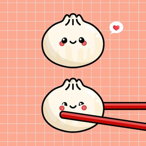 Dumpling Drawing Cute, Cute Dumpling Cartoon, Chinese Food Drawing, Bao Illustration, Dumpling Drawing, Chinese Food Illustration, Dumpling Illustration, Dumplings Aesthetic, Dumpling Art