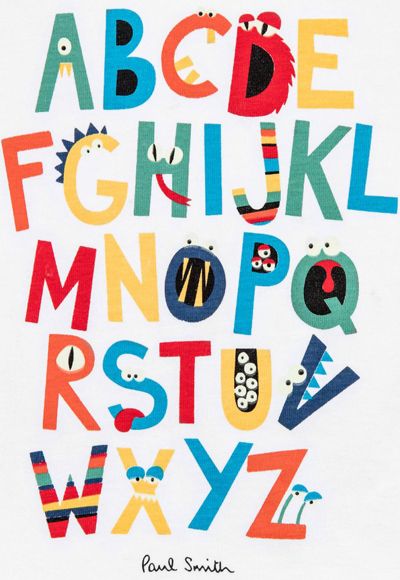 print & pattern: KIDS DESIGN - paul smith junior Kids Graphic Design, Kid Fonts, Abc Poster, Alphabet Cards, Alphabet Design, Kids Logo, Alphabet Illustration, Fonts Alphabet, The Alphabet