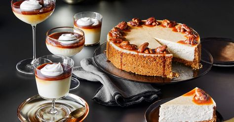 Bourbon-Praline Cheesecake Recipe | Southern Living Antique Bakery, Praline Cheesecake, Bourbon Caramel Sauce, Bourbon Caramel, Bourbon Caramels, Bake Cakes, Chocolate Christmas, Custard Filling, Winter Desserts