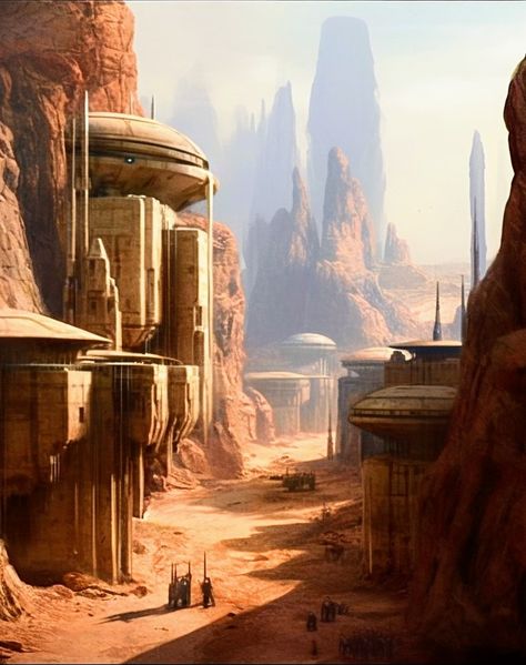 Desert Planet Sci Fi, Dune Architecture Concept Art, Desert Planet Concept Art, Brutalism House, Dune Environment, Scifi Apocalypse, Scifi Desert, Star Wars Architecture, Dune Architecture