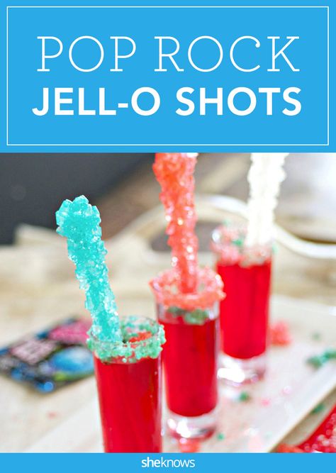 pop rocks jello shots Fourth Of July Drinks, 4th Of July Cocktails, Jell O Shots, Fourth Of July Cakes, Cocktail Shots, Jello Shot, Fourth Of July Food, Shot Recipes, Jell O