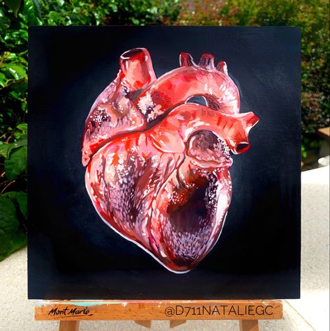 Painting done with acrylic and Oil paint #heart #painting #art #nataliedaskalouart #black #red #gory #flesh #emo #aesthetic Emo Painting, Heart Oil Painting, Black Apartment, Emo Aesthetic, Desktop Wallpaper Art, Environment Art, Super Dark, Heart Painting, Dark Heart