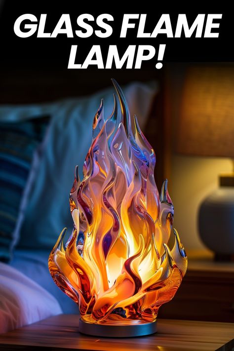 Elevate your ambiance with the mesmerizing glow of glass flame lamps! ✨ Discover the artistry and warmth they bring to any space. #GlassFlameLamps #HomeDecor #InteriorDesign #Lighting #Artistry Fire Lamp, Flame Lamp, Led Projects, Unique Table Lamps, Traditional Lamps, Art Glass Lamp, Real Flame, Cool Lamps, Tall Chest