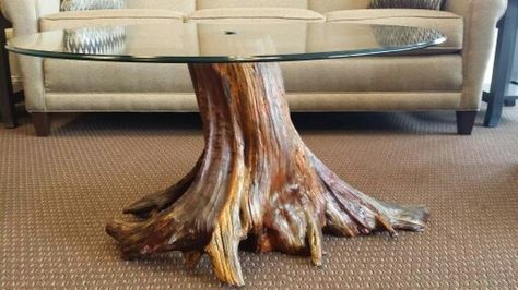 Driftwood Glass Coffee Table Decor, Tree Stump Coffee Table, Unusual Coffee Tables, Tree Trunk Coffee Table, Stump Coffee Table, Tree Trunk Table, Wood Table Rustic, Log Coffee Table, Driftwood Coffee Table