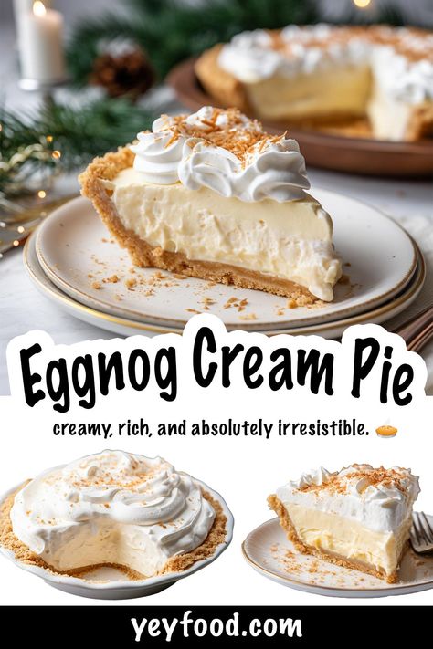 Yeyfood.com: Recipes, cooking tips, and kitchen hacks for home cooks of all levels Eggnog Cream Pie, Pudding Banana Bread, Pudding Banana, Hacks For Home, Eggnog Recipe, Cream Pie Recipes, Egg Nog, Homemade Whipped Cream, Instant Pudding