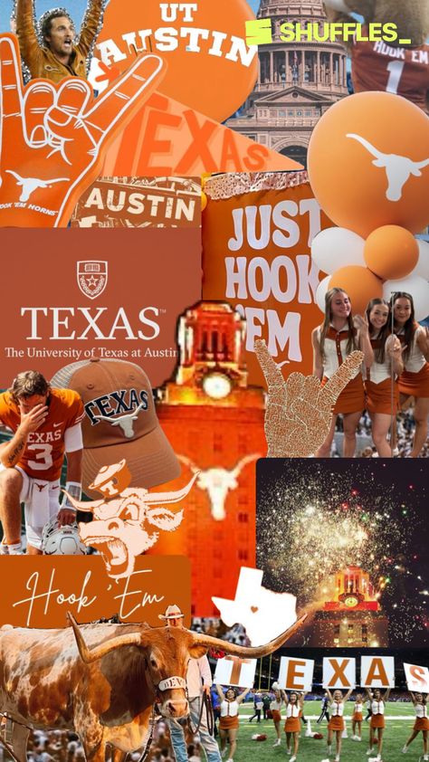 Created by sydneyerincamp on Shuffles Longhorn Party Ideas, Texas University Longhorns, Longhorn Party, Ut Game, Ut Longhorns, College Vision Board, Texas Baby, Dream Collage, Texas Longhorns Football