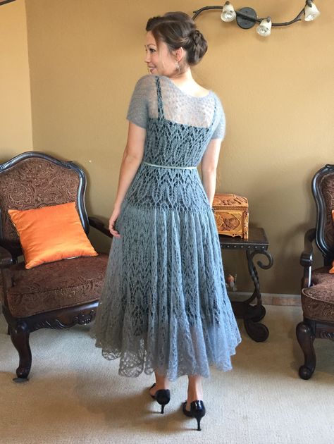 Silk / mohair lace dress, hand knitted Lace Dress Pattern, Mohair Dress, Hand Knitted Dress, Knit Summer Dress, Knit Lace Dress, Knit Dress Pattern, Lace Summer Dresses, Knitted Dresses, Crochet Wedding