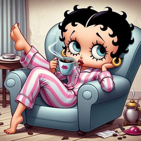 Betty Boop Coffee, Betty Boop Figurines, Good Morning Wishes Friends, Good Morning Snoopy, Betty Boop Classic, Betty Boop Quotes, Lip Wallpaper, Birthday Cartoon, Cute Good Morning Images