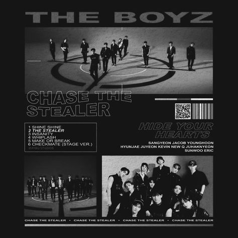 Tbz Poster Prints, The Boyz Graphic Design, The Boyz Black And White, Acubi Room, Magazine Edit, Aesthetic Template, Kpop Posters, Black And White Prints, Room Makeover Inspiration