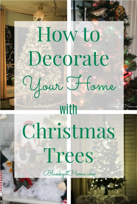 Christmas Tree graphic Decorating With Trees For Christmas, Christmas Tree Vignettes, Christmas Decor With Trees, Multiple Christmas Trees In Living Room, Decorating With Christmas Trees, Simple Farmhouse Christmas Tree Ideas, 3 Christmas Trees Together, Tree Themes Christmas Ideas, Anthro Christmas