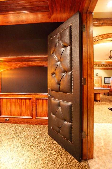 Padded Theatre door for sound insulation Home Theatre Door Ideas, Home Theatre Door, Home Theater Door, Bar Doors, Leather Doors, Home Theater Ideas, Door Sound, Comfy Furniture, Leather Door