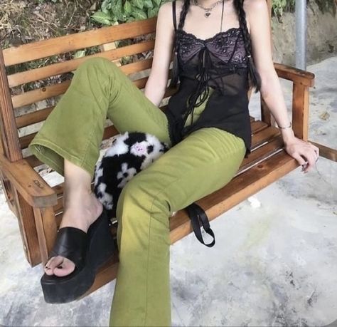 Green Flare Pants Outfit, Green Boots, Concept Clothing, Pants Outfit, Fast Fashion, Flare Pants, Dream Clothes, Quality Clothing, Flare Jeans