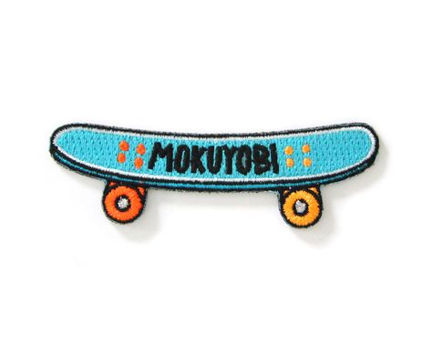 Mokuyobi Skate Iron On Patch by MokuyobiThreads on Etsy https://www.etsy.com/listing/252525893/mokuyobi-skate-iron-on-patch Letterman Patches, Storage Unit Organization, Fun Products, Sewing Supplies Storage, Large Deck, Cool Patches, Skateboarder, Sewing Organization, 자수 디자인