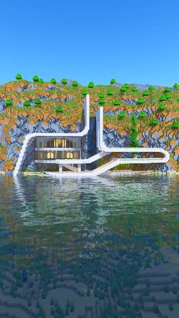 Charliecustard on Instagram: "Want this to be your base? Read below 👇 This build is called Modern Cliff Mansion, it includes these downloads: Java Edition World ➡️ Java is on PC and Mac Bedrock Edition World ➡️ Console, phone, tablet and windows 10 Schematic File ➡️ Use with mods (litematica) to re-build and import the build into your world You can find all these files and tutorials on how to import the files via the link in my bio, my private survival server (for Bedrock and Java) can be found there too! Follow me for more building inspiration 💙 #minecraft#charliecustardbuilds" Modern Mansion Minecraft Tutorial, Cliff Base Minecraft, Cliff Mansion, Building Inspiration, Minecraft Farm, Modern Mansion, Minecraft Tutorial, Minecraft Ideas, Minecraft Mods