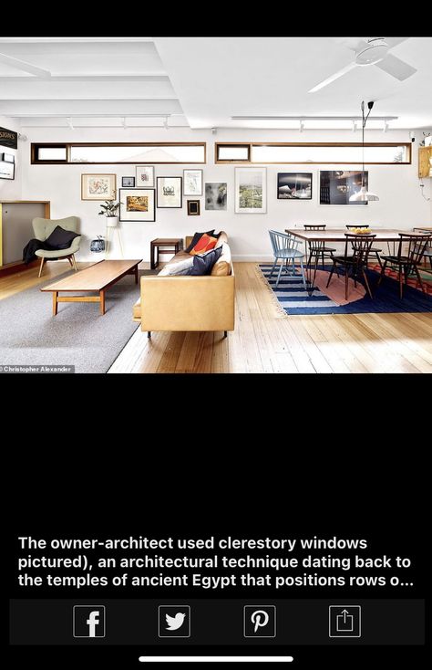 Clerestory Windows Living Rooms, Knee Wall, High Windows, Window Seats, Clerestory Windows, Apartment Projects, Flat Ideas, Modern Architecture House, Living Room Windows