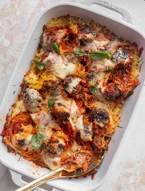 What To Eat This Week: 9/24/23. Spaghetti Squash And Meatballs, Buffalo Chicken Spaghetti Squash, Fall Dinner Ideas, Harvest Festivals, Fall Meals, Baked Spaghetti Squash, Meatball Bake, Seasoned Bread Crumbs, Chicken Spaghetti Squash