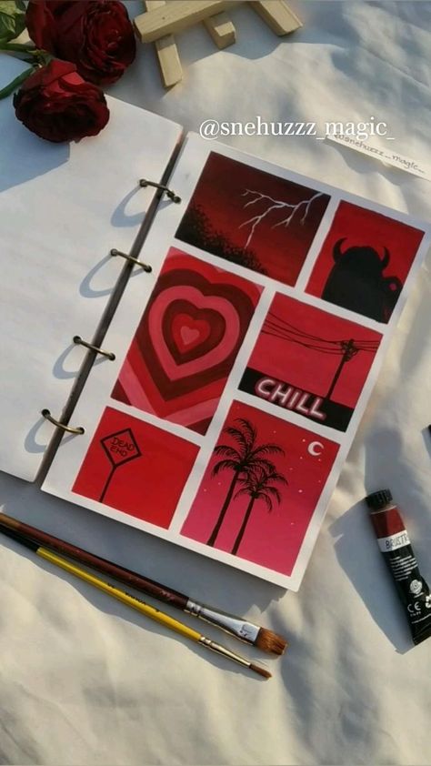 Canvas Art Mini, Aesthetics Moodboard, Red Aesthetics, Easy Canvas Art, Diy Watercolor Painting, Canvas Painting Designs, Abstract Art Painting Diy, Art Painting Gallery, Painting Art Lesson